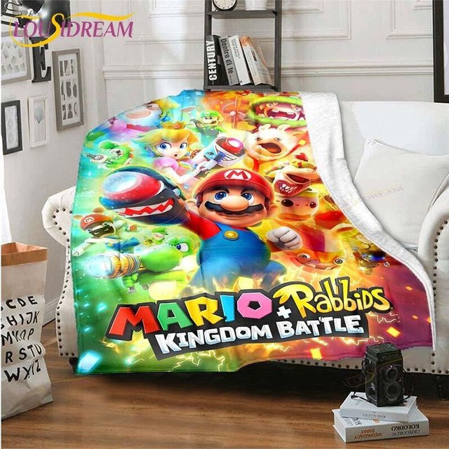 Mario Bros Flanell-Decke aus weichem Plüsch in Blau, B/H: 75 x 90 cm - Bild 1