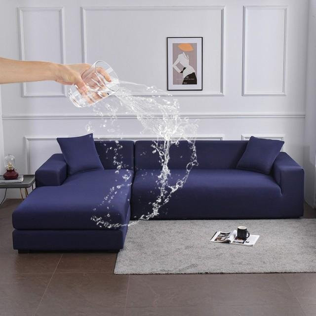 Wasserdichter und elastischer Sofabezug für 2-Sitzer von airldianer in Dunkelblau, staubdicht und rutschfest für Eckcouches - Bild 1
