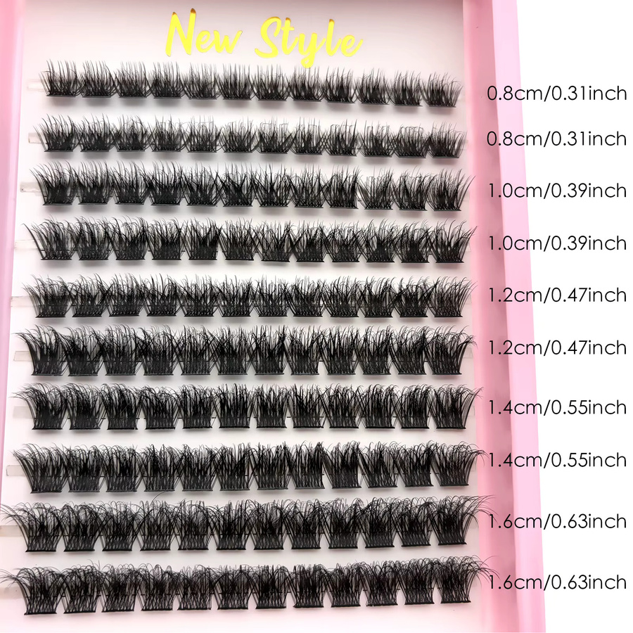 JIEFUXIN Wimperncluster, 120 Stück, 8–16 mm, Black, D-Locken, Natürlich - Bild 4