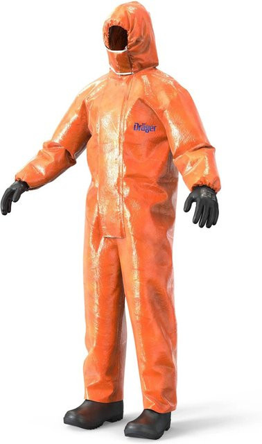 Dräger Schutzanzug Overall 4400 Clf Spc für Laborarbeiten gegen Chemikalien und Flüssigkeiten in Orange - Bild 1