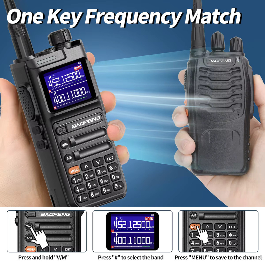 Baofeng UV-26 Walkie Talkie in Schwarz mit 10 W, Multiband AM/FM, 999 Kanälen und USB-C Anschluss - Bild 6