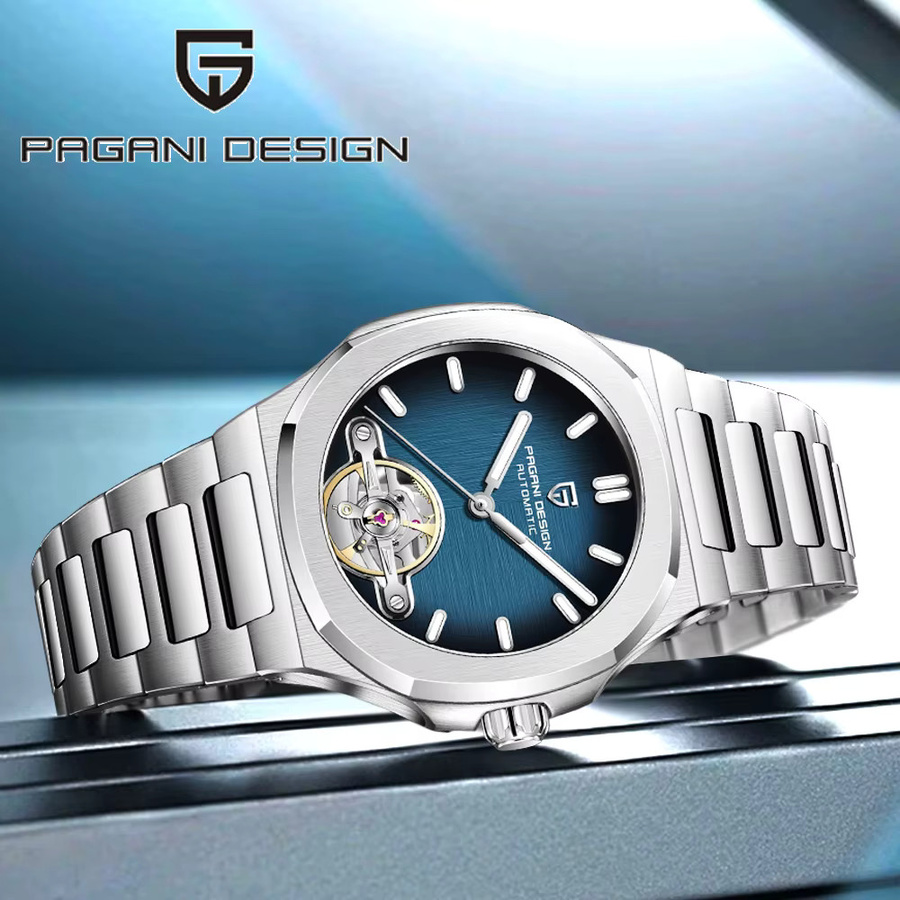 Pagani Design Automatik-Armbanduhr, Edelstahl, Saphirglas, Blau, Herren - Bild 3