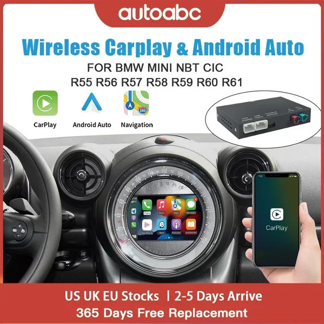 AUTOABC Drahtloses CarPlay und Android Auto Interface für BMW und Mini NBT CIC Modelle, Farbe: Schwarz - Bild 1