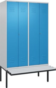 C+P Spind Classic PLUS Schwarz-Weiß-Spind mit 4 Abteilen und auskragender Sitzbank aus Kunststoff, B/T/H: 212,0 x 120,0 x 81,5 cm - Bild 1