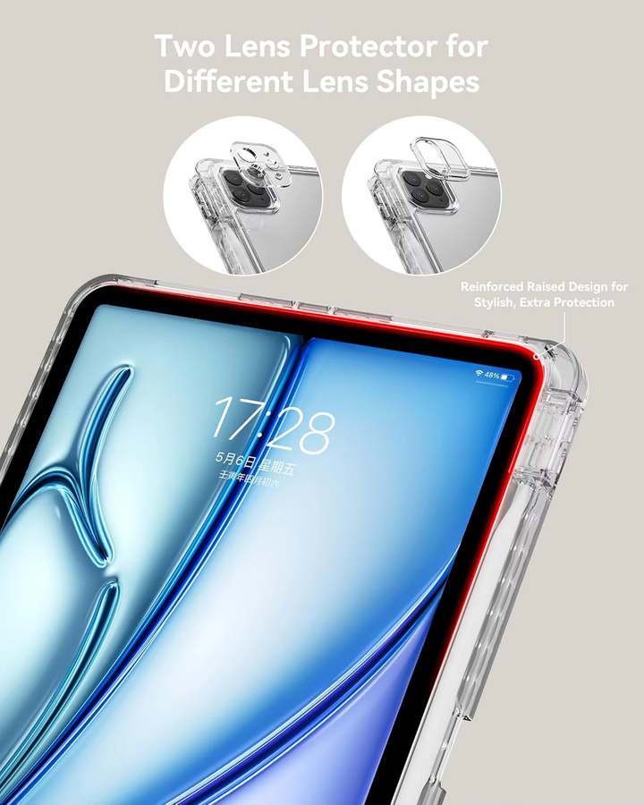 QIJUN Faltbare transparente Tablet-Hülle für iPad Air 11 Zoll 2024 M2 und iPad Air 11 2025 M3 mit magnetischem Ständer und Acryl-Rückseite in Gelb - Bild 6