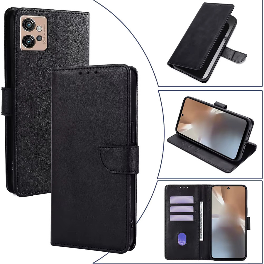 Magnetische Business Brieftasche als Flip Case für Motorola G71S G82 G52 G32 G22 G41 G31 G60S G30 G20 G10 mit Abdeckung und Standfunktion in Schwarz - Bild 2