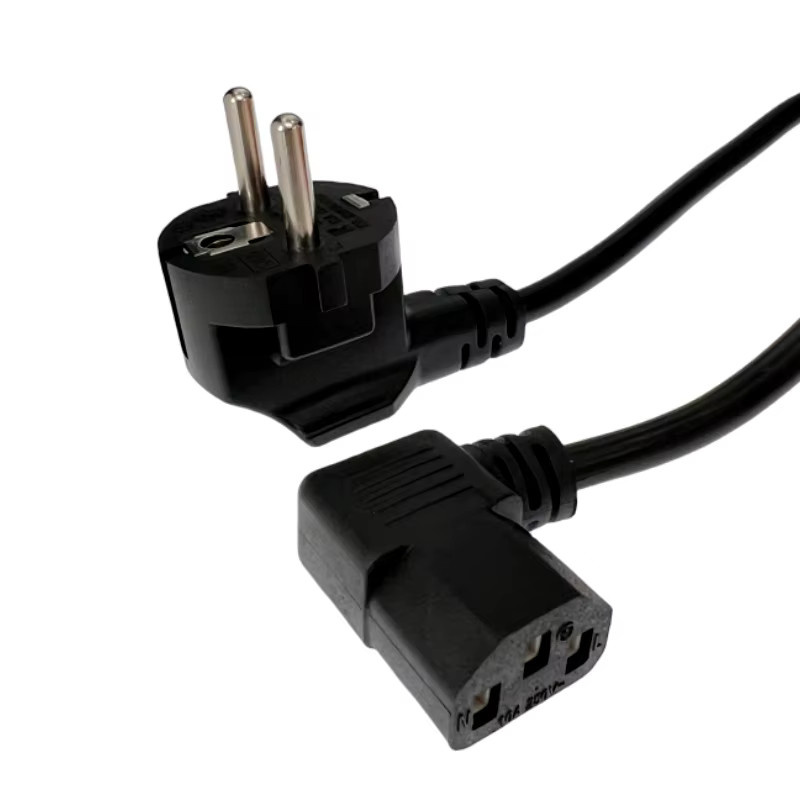 Fengyidz Abgewinkeltes C13 Computer EU Stromkabel mit Typ F Adapterstecker auf IEC C13, Schwarz, 1 m - Bild 4