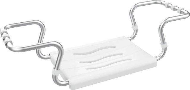 MSV Badewannensitz ausziehbar in Weiß-Silber, B/T/H: 55 - 70 x 18,7 x 26,1 cm - Bild 1