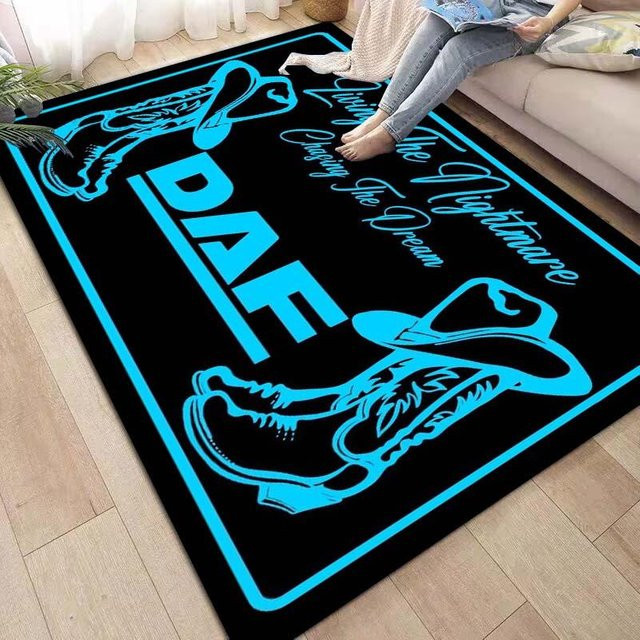 Karpetti DAF LKW Oldtimer Logo Teppich, waschbarer Polyester-Teppich für Wohnzimmer, Schlafzimmer oder Kinderzimmer, B: 120 cm, L: 160 cm, Mehrfarbig - Bild 1