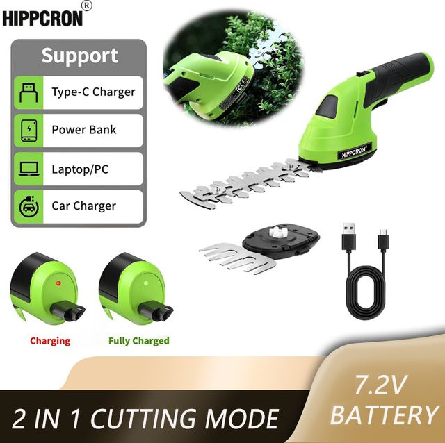 Hippcron 2-in-1 Elektrischer Heckenschneider und Strauchschneider in Grün - Bild 1