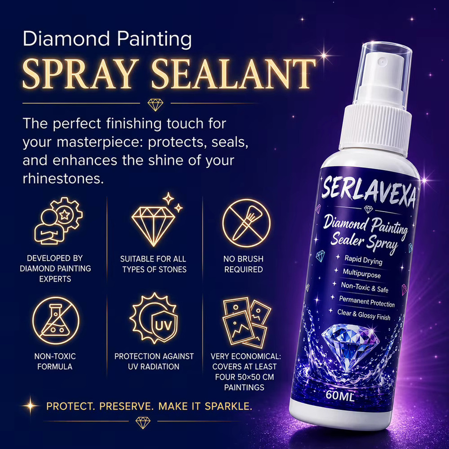 SERLAVEXA Diamantmalerei-Versiegelungsspray mit glänzendem Finish für Perlen-Leinwand-Sets, transparent, 60 ml - Bild 2