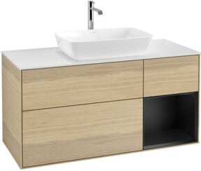V&B Waschtischunterschrank Finion in Weiß mit Regal in Blau und Eiche, Breite: 120 cm, Tiefe: 50,1 cm, Höhe: 50,1 cm - Bild 1