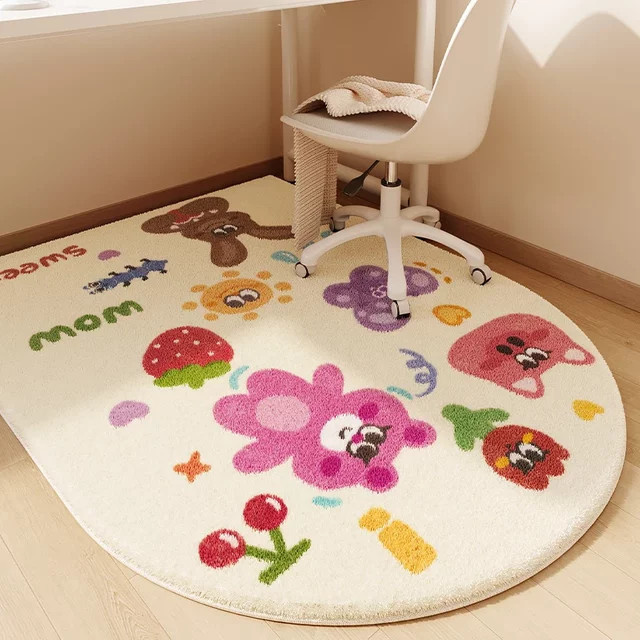 VIKAMA Gebogener Teppich im Cartoon-Design aus Kaschmirimitat, Multicolor, ideal für Kinderzimmer und Schlafzimmer - Bild 1