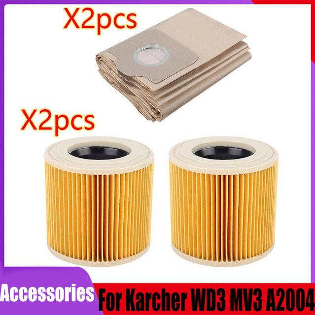 Karcher Ersatzteil-Set für WD3 Premium WD3200 WD3300 MV3 A2004 A2054 mit Staubbeuteln und Hepa-Filter - Bild 1