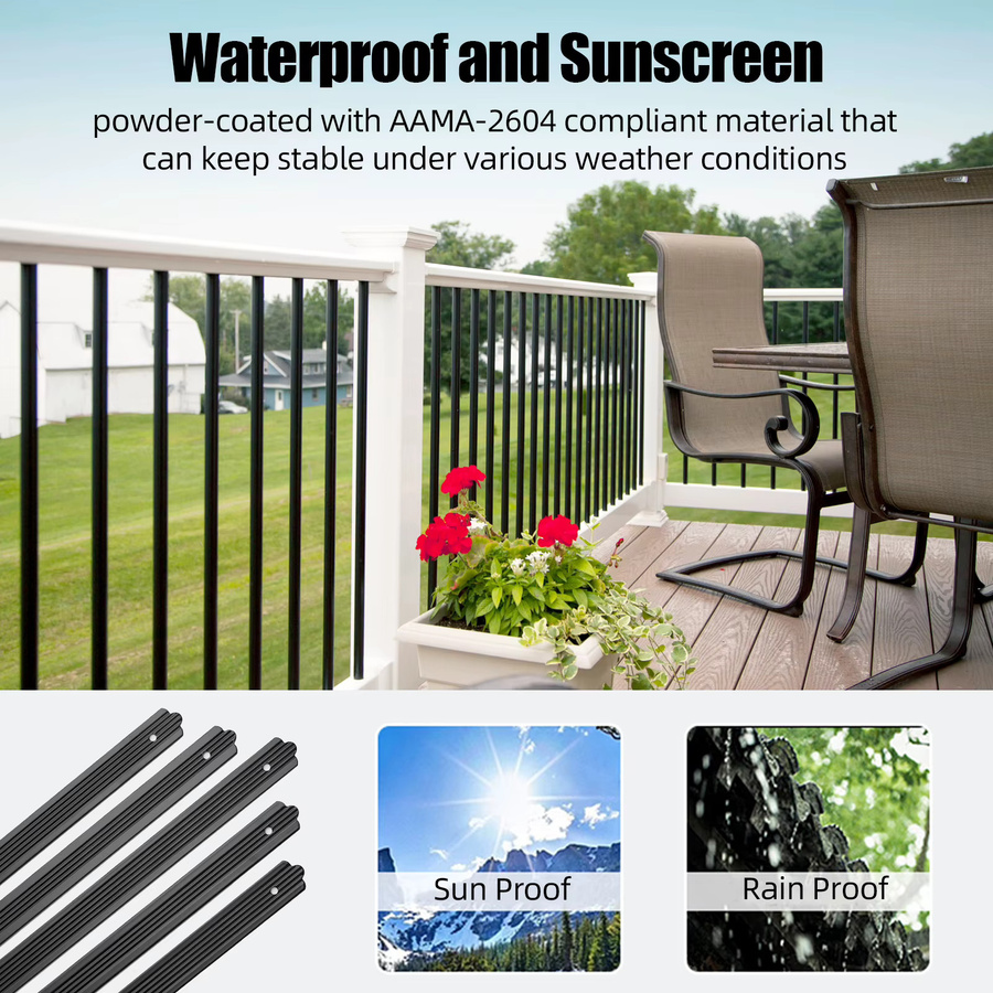 50 Stück Aluminium Deckbaluster schwarz, flach gerillt für Verandageländer und Treppengeländer, Höhe: 82,88 cm, Breite: 2,54 cm, Tiefe: 0,64 cm - Bild 4