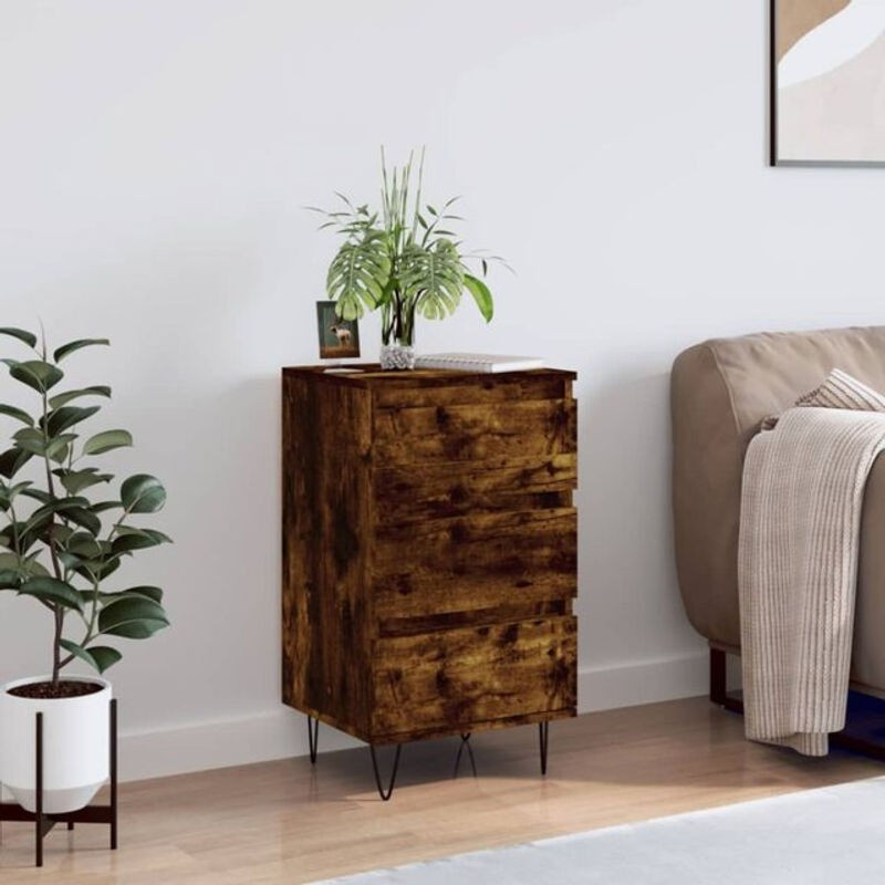Vidaxl Sideboard in Räuchereiche und Braun im Industrial Design aus Holzwerkstoff und Metall, B/T/H: 40 x 35 x 70 cm - Bild 1