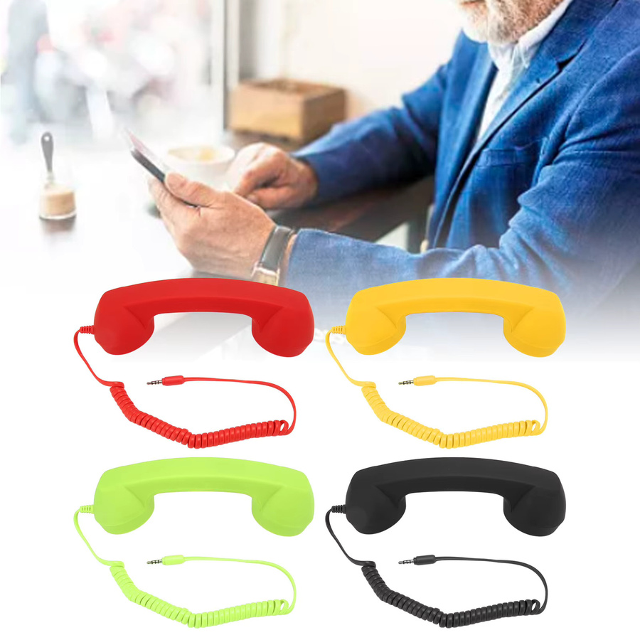 Aramox Retro-Telefonhörer in Gelb mit 3,5-mm-Stecker für Smartphones und Computer - Bild 2