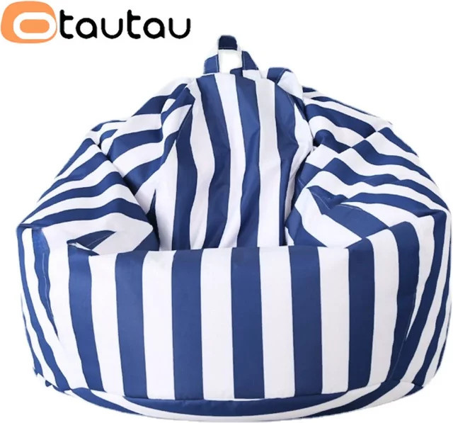 Otautau Outdoor Sitzsack Abdeckung ohne Füllung, wasserdichte Sitzsack Hülle für Garten und Strand, gestreift in Blau und Lila - Bild 1