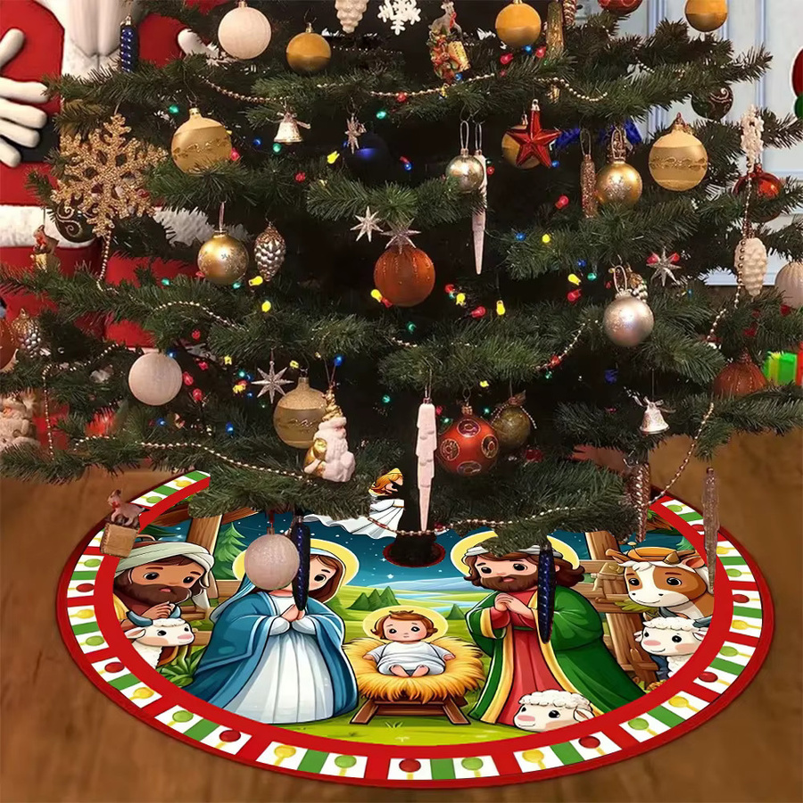 VIKAMA Weihnachtsbaumrock aus Polyester in Mehrfarbig mit abstraktem Design für Innen und Außen - Bild 3