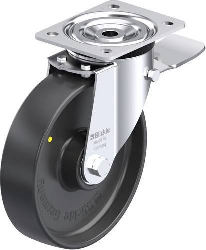 Blickle Stahlblech-Lenkrolle 951807 L-PP 200K-ST-EL in Schwarz und Grau mit Kunststoffrad und 400kg Tragfähigkeit, Rad-Durchmesser: 200 mm - Bild 1