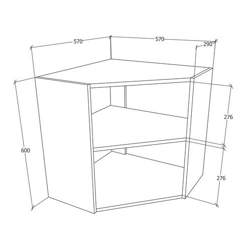 VCM Eckschrank Esilo in Grau, B/T/H: 57 x 57 x 60 cm - Bild 2