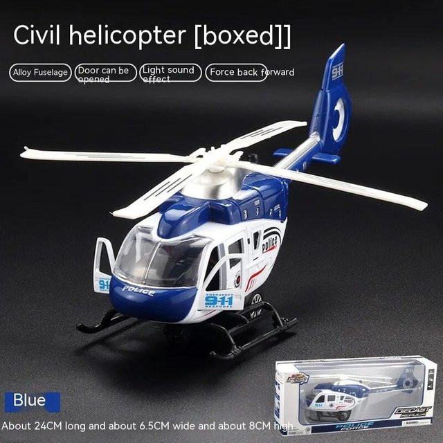 Linyi toy car Polizei-Hubschrauber Spielzeugmodell, 1:64, Metall, mit Licht und Sound, ab 14 Jahren - Bild 1