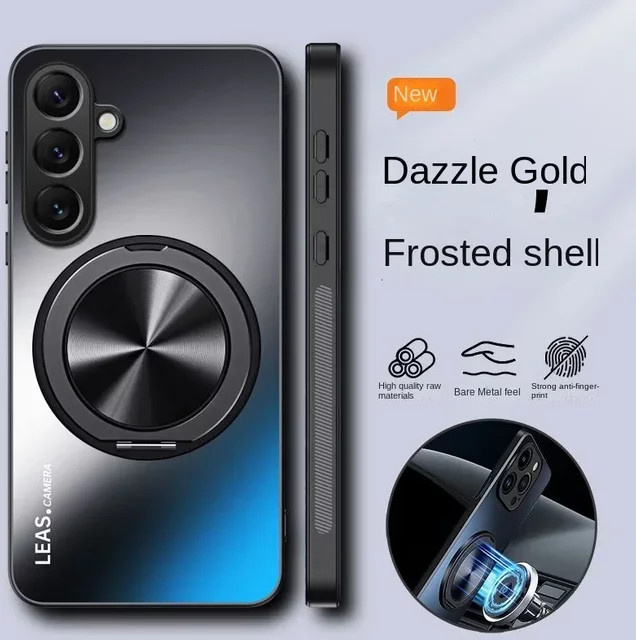 Magnetische Silikon Schutzhülle mit 360 Grad drehbarem Ring für Samsung Galaxy S25 Ultra Plus FE, S24, A55, A06 in Purple mit matter Oberfläche - Bild 1