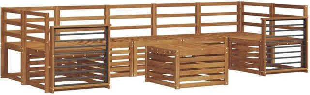 vidaXL Sofagarnitur 8-teilig aus Massivholz Akazie in Natur Braun im U-Shape Design mit Tisch - Bild 1