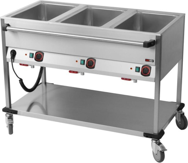 A&S Polarny Bain-Marie-Wagen fahrbar aus Edelstahl, 3x GN 1/1, Silber, B/H/T: 125 x 90 x 70 cm - Bild 1