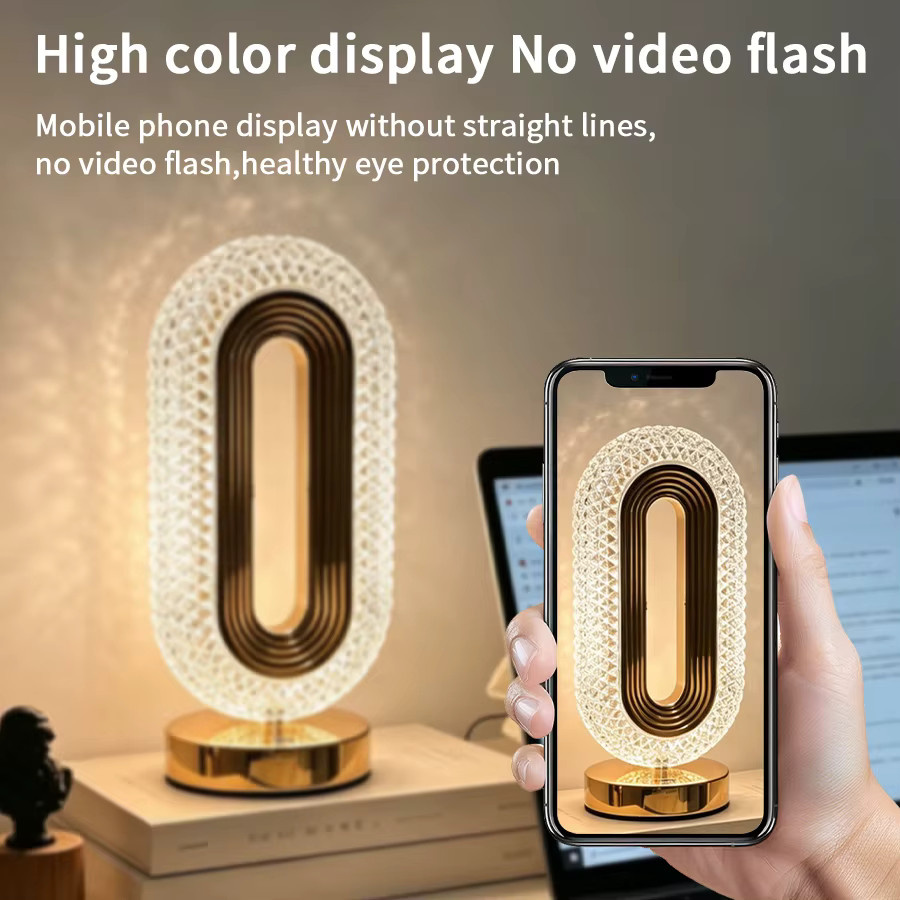 GGBEE LED-Kristall-Tischlampe mit Touch-Steuerung, dimmbar, USB-aufladbar, Stimmungslicht in Transparent und Gold/Messing für Schlafzimmer und Dekoration - Bild 5