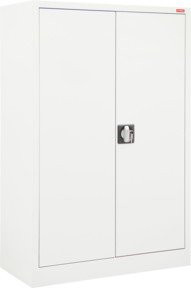 STIER Beistellschrank aus Stahl mit 2 verstellbaren Fachböden und Schloss, Farbe Lichtgrau, B/H/T: 120 x 92 x 42 cm - Bild 1