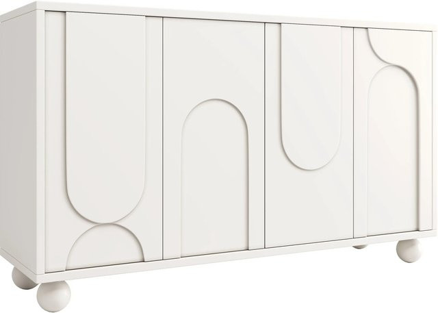 okwish Sideboard modern in Weiß mit verstellbarer Platte für dein Wohnzimmer B/T/H: 120 x 35 x 71 cm - Bild 1