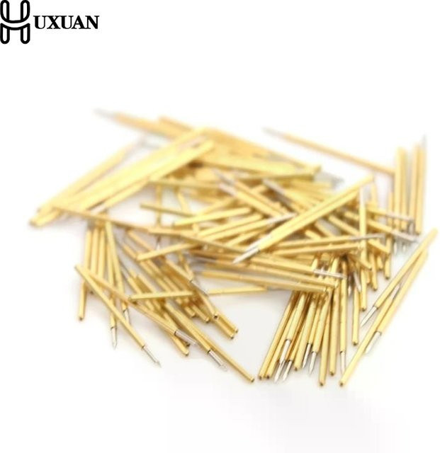 100 Stück HUXUAN P50-B1 Federdruckprüfspitze Pogo Pin in Gold, Durchmesser: 0,68 mm, Länge: 16 mm, Gewicht: 75 g - Bild 1
