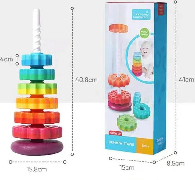 Yiran bag Montessori Drehbarer Regenbogen-Turm Stapelpuzzle Spielzeug 1-3 Jahre - Bild 1