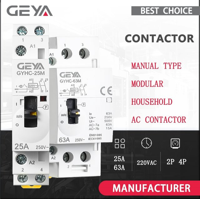 GEYA Modulares AC Schütz für die Din-Schiene, 2NO/2NC oder 4NO, Farbe: Weiß - Bild 1
