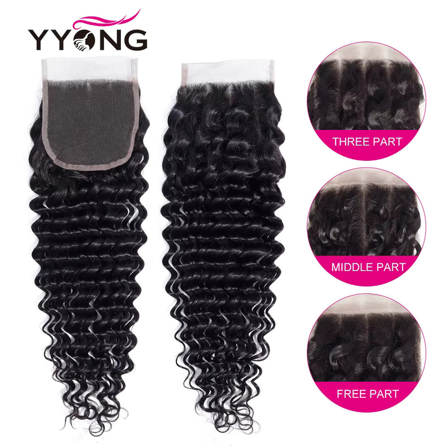 Yyong Brasilia Deep Wave Spitze, 4x4 Schweizer Spitze, Remy Menschenhaar - Bild 3