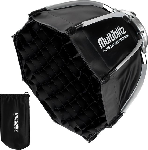 Multiblitz Octagon Softbox Mini Bowens Lichtformer für Fotostudio in Schwarz Durchmesser: 40 cm - Bild 1