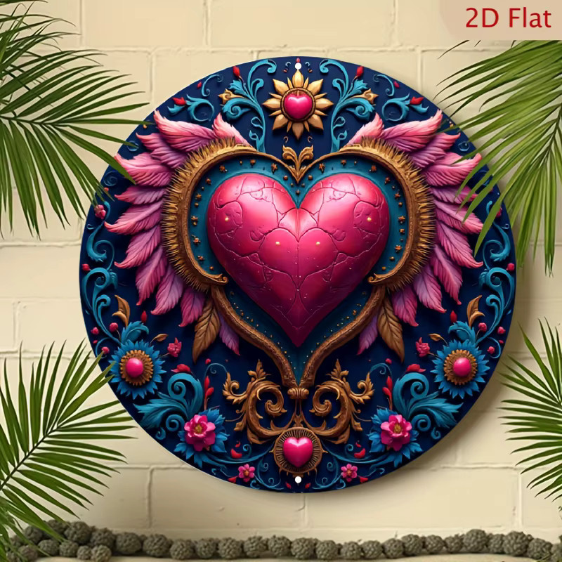 CIFBUY Vintage Wandkunst aus Metall mit Engelsflügeln und Herz in Multicolour als florale Dekoration für Innen- und Außenbereich - Bild 2