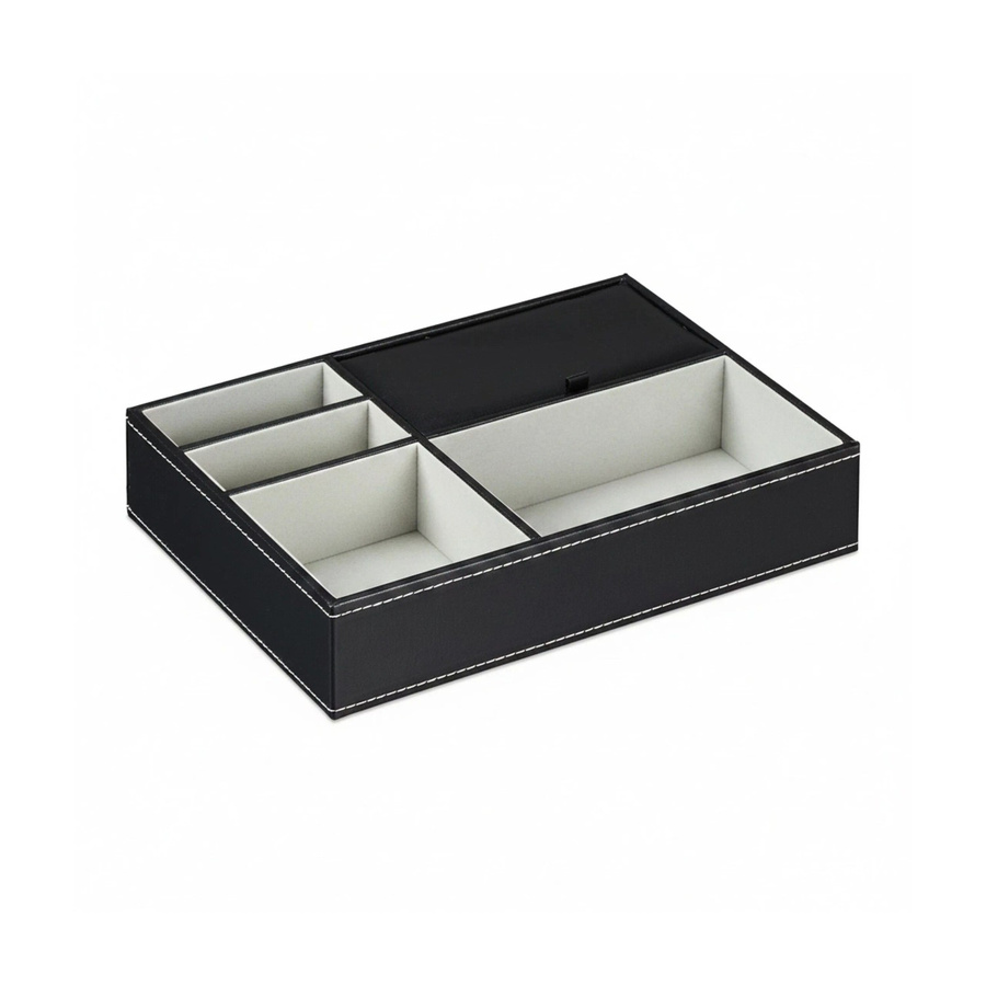 Relaxdays Schmucktablett in Lederoptik mit Deckel, Schwarz, B/T/H: 25,5 x 18,5 x 5 cm - Bild 2