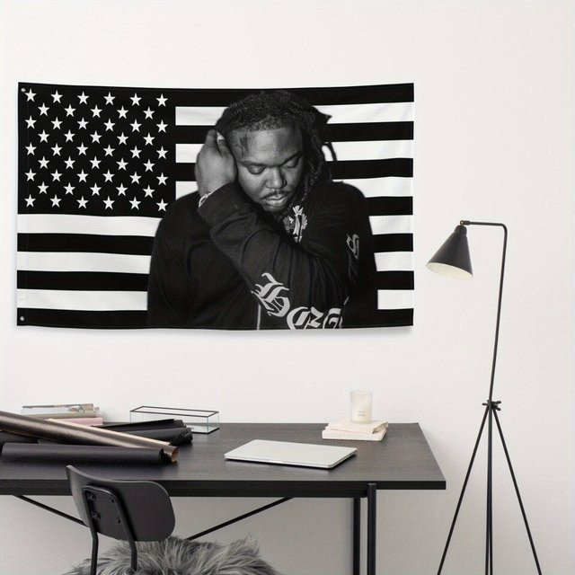 LUCKI Wandteppich Amerikanische Flagge mit Sternen und Streifen in Schwarz, Rechteckiges Textil-Banner - Bild 1