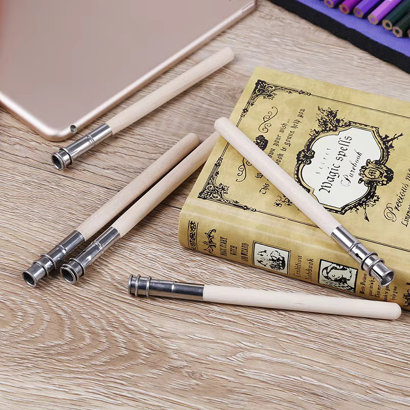 5 Stück Bleistift Extender aus Holz, verstellbare Verlängerung als Halter für Malerei und Zeichenwerkzeuge, Beige - Bild 2