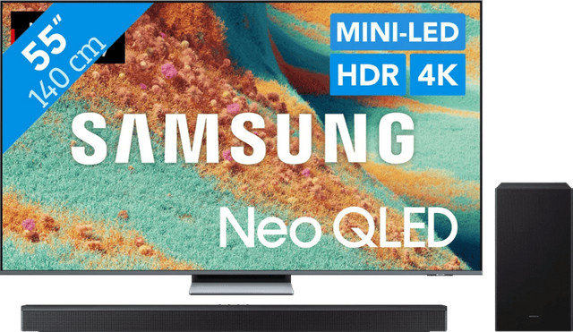 Samsung Neo QLED QN85F 55 Zoll 4K UHD Fernseher und Samsung HW-B760GF Soundbar Set in Schwarz mit Bluetooth und HDMI - Bild 1