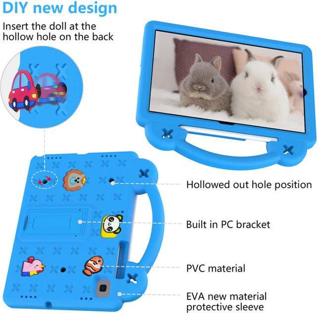 Cartoon Tablet Hülle mit Stiftfach für Samsung Galaxy Tab S11 S10 S9 S8 S7 FE Plus A7 Lite aus EVA-Material in Blau oder Lila - Bild 1