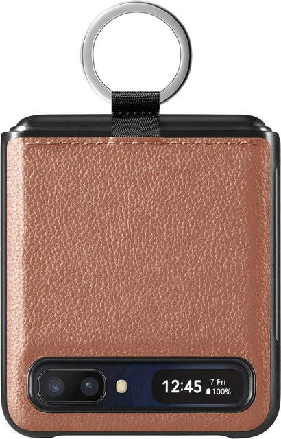 EIN XIONG GU Ledertasche mit Fingerring für Samsung Galaxy Z Flip 6 5G 5 4 3 in Braun - Bild 1