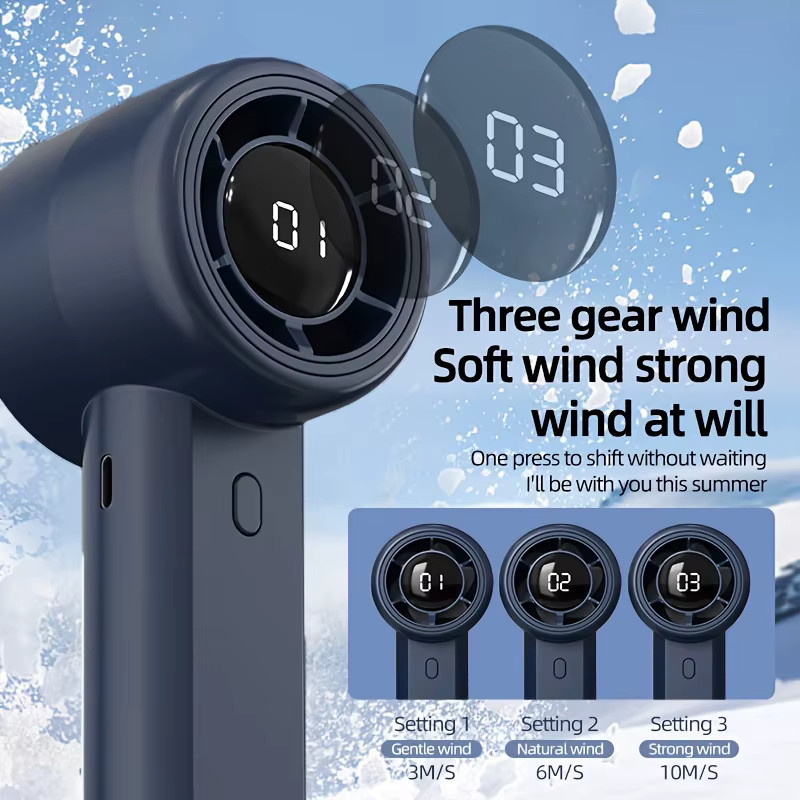 HAOYUNMA Mini Handheld Fan, Tragbarer Hochgeschwindigkeitsventilator mit 2000mAh Akku, USB-wiederaufladbar, Weiß - Bild 5