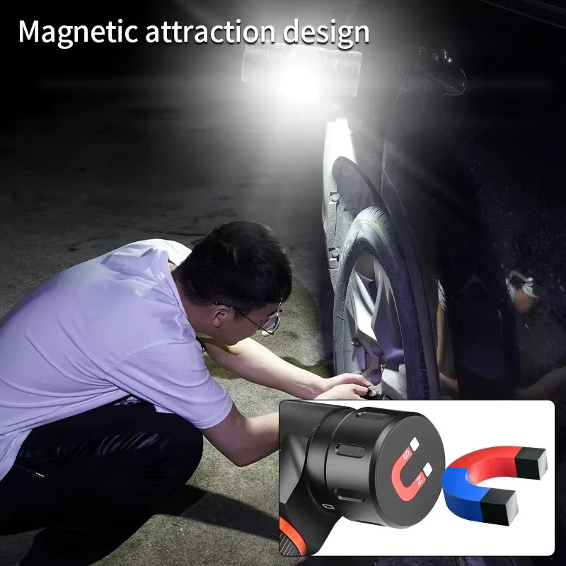 JIASHUAIXIN SY-5846LED Wasserdichter LED-Scheinwerfer mit Zoom-Drehgelenk, Magnetfunktion und USB-C-Ladeanschluss, Schwarz - Bild 4