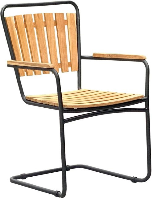 Garden Pleasure Gartensessel Covina 4er Set aus Stahl mit Armlehnen in Braun-Schwarz - Bild 1