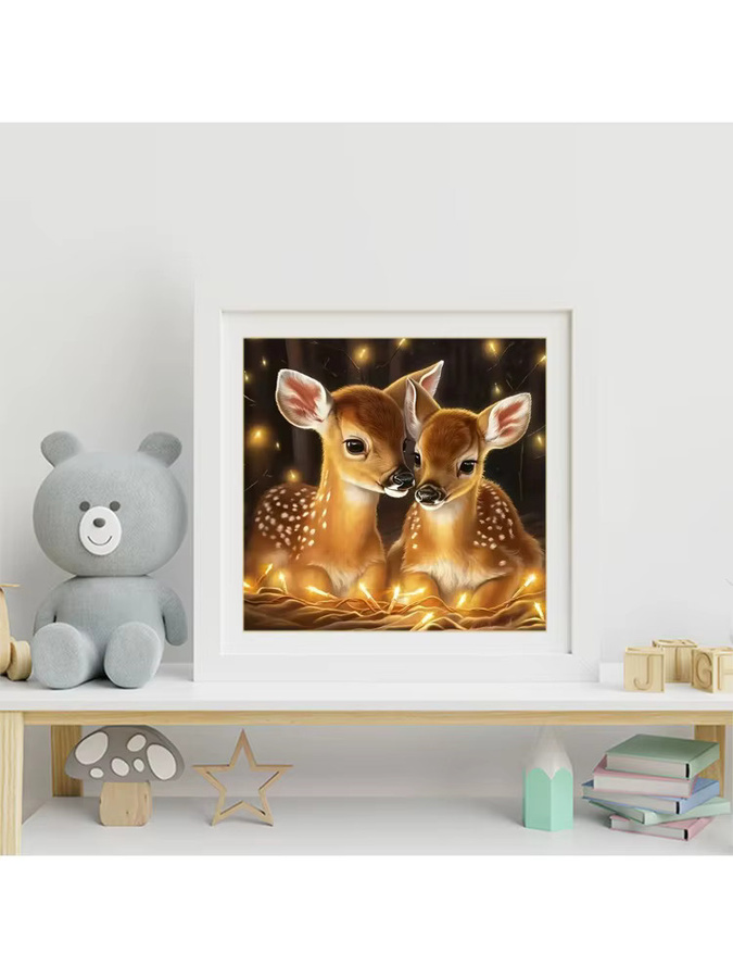 Momoart DIY Diamantgemälde Hirsch Motiv als rundes Mosaik-Bastelset in Multicolour, Durchmesser: 20 cm - Bild 3