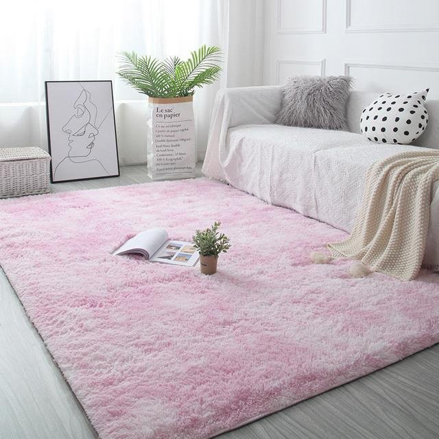 Flauschiger Teppich von Yiran Furniture in Pink, ideal für Wohnzimmer, Schlafzimmer oder Kinderzimmer, B/T: 140 x 200 cm - Bild 1