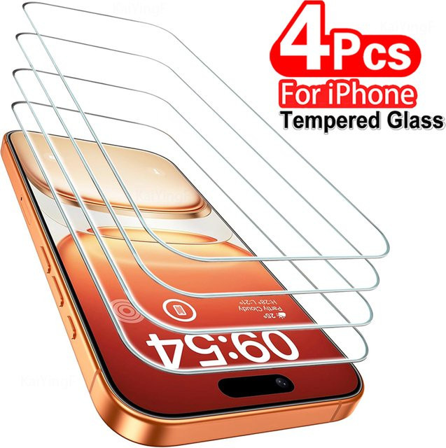 4 Stück KaiYingF Panzerglas Displayschutzfolie für iPhone 11 bis iPhone 18 Pro Max in Transparent mit HD-Definition und oleophober Beschichtung - Bild 1